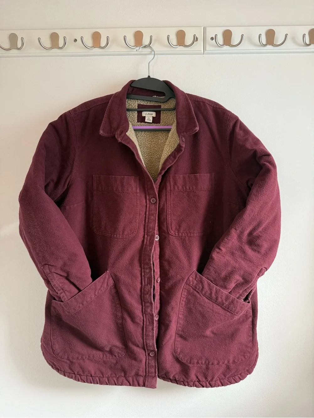 Vintage L.L. Bean Maroon Sherpa-Lined Barn Jacket - Picture 1 of 12